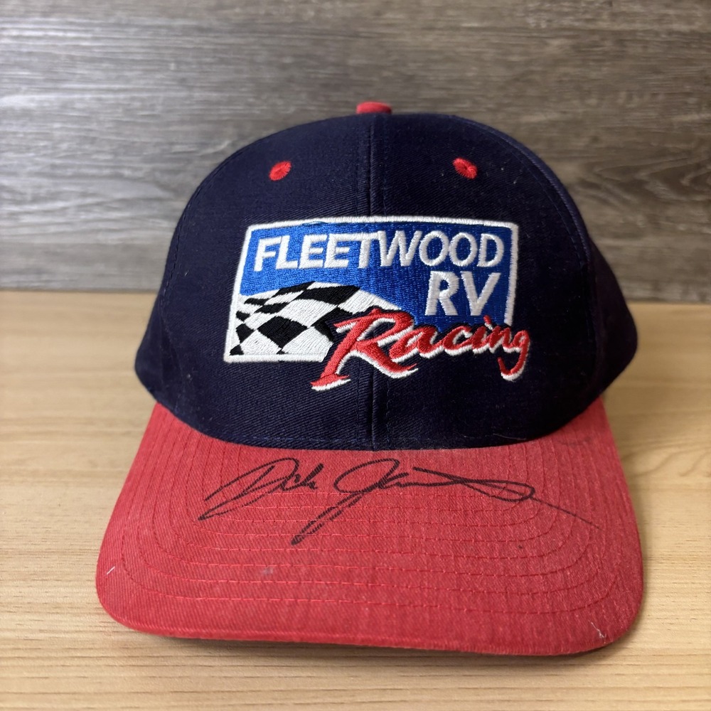 Vintage Fleetwood RV‎ Racing Hat Cap Snap Back Mens Blue Red NASCAR Racing 90s